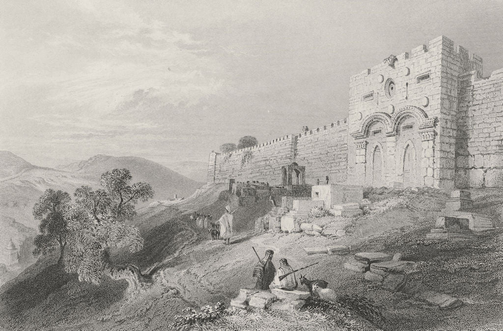 ISRAEL. Golden Gate, Jerusalem-Bartlett 1847 antique vintage print picture